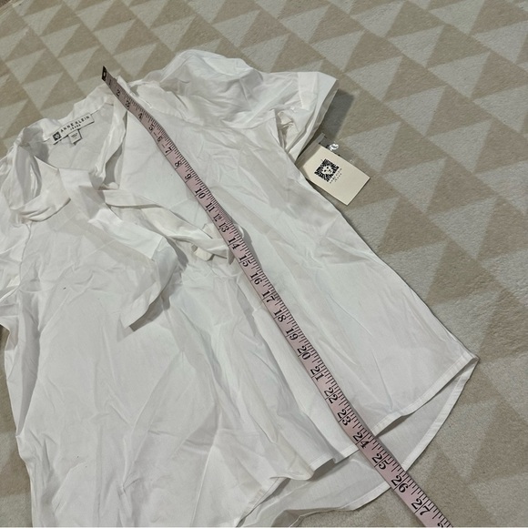 Anne klein ivory puff sleeve tie neck blouse notch neck - Picture 2 of 4